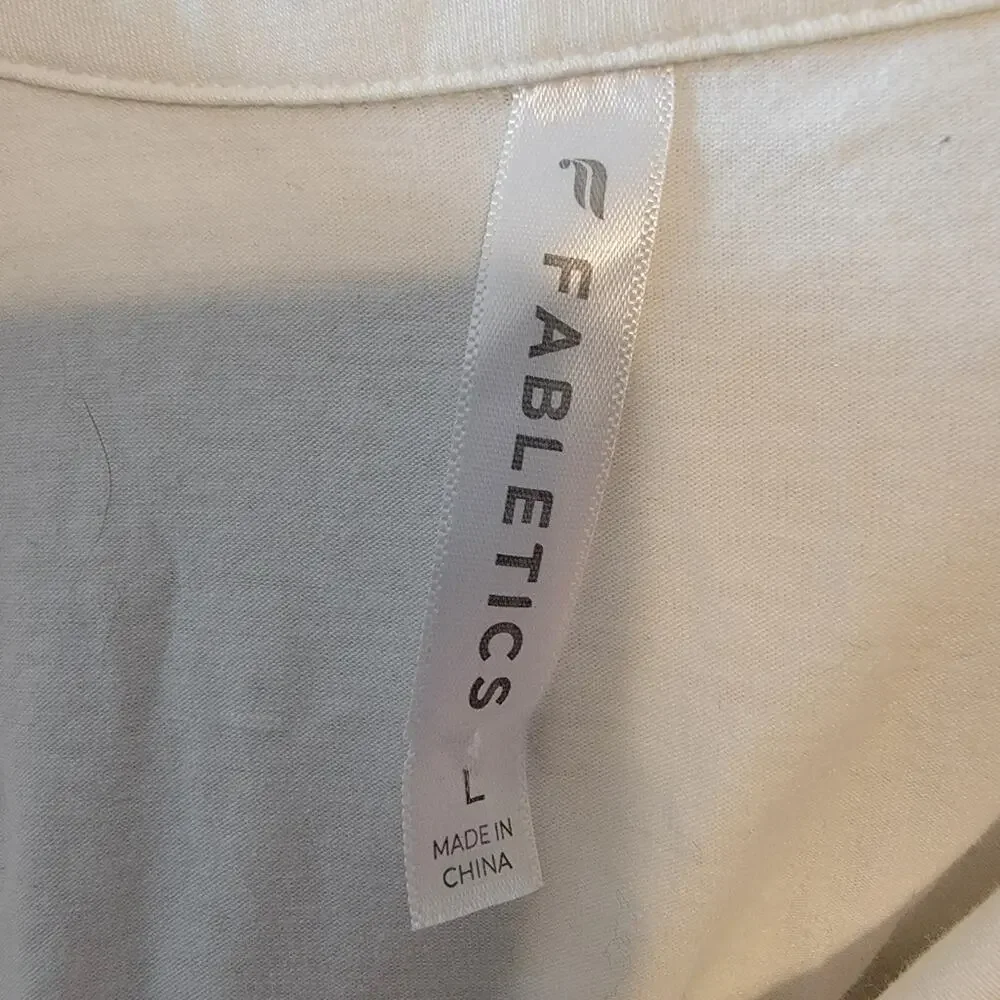 Fabletics White Boxy Short Sleeve Semi-Crop Polo Size Large
